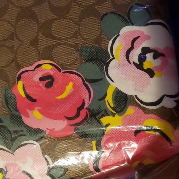 SET-NWT Coach Signature Canvas w/ Vintage Rose Print BUNDLE-Tote & 3 accessories - Picture 9 of 14